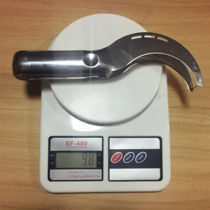 Heavy duty stainless steel fruit slicer showing 98g product weight on digital scale