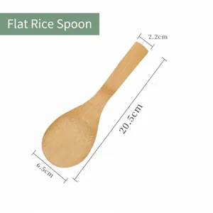 Dimensions and detail of a natural bamboo rice paddle for non-stick pans