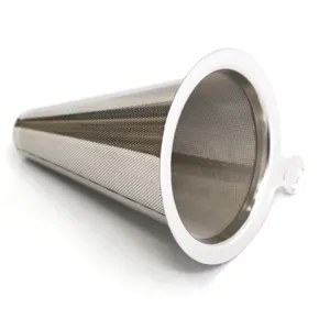 Edelstahl Kaffeefilter Netz Detail, doppellagiger Konusfilter für Brühkaffee.