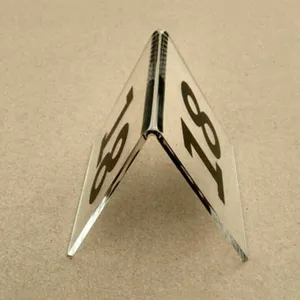 Double-sided V-shaped transparent acrylic table number 18 plate for cafes and restaurants
