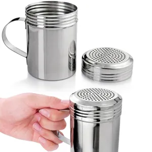 Spargispezie in acciaio inox con manico e coperchio forato per spezie da cucina