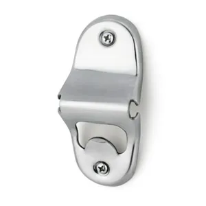 Classic wall-mounted silver stainless steel bottle opener for beer and soda glass bottles
