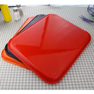 Rectangular plastic serving tray set, colourful cafeteria food trays for hotel and daily use.