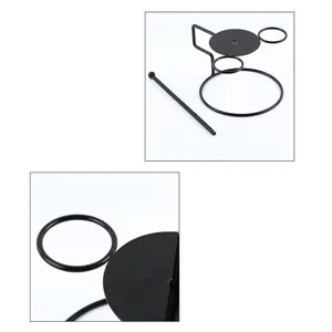 Close-up details of a black metal food display stand for onion rings or snacks