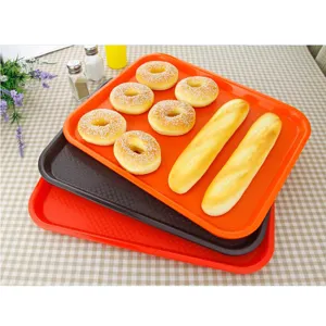 Rectangular plastic fast food tray, anti-slip cafeteria serving tray for hotel and restaurant.