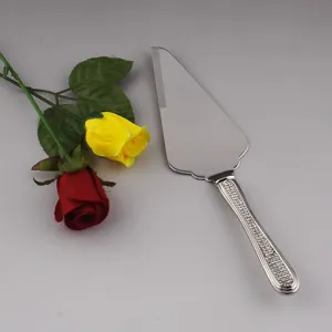 Elegant stainless steel cake shovel with diamond handle for pizza and bread serving