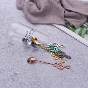 Set of creative music note handle 304 stainless steel coffee and dessert stirring spoons.