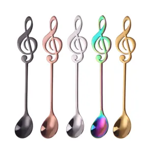 Creative 304 stainless steel coffee spoon set with elegant musical note design handles