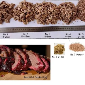 Natural BBQ smoking wood chips available in various sizes from coarse to fine powder