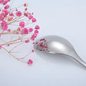 Cuchara de acero inoxidable con mango largo espesada vajilla cocina café postre