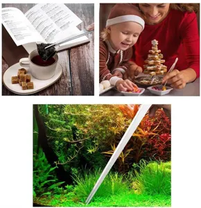 Long stainless steel precision tweezers for cooking, baking, and aquarium plant maintenance