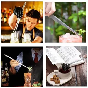 Versatile stainless steel kitchen tweezers for bartending and precision food garnishing