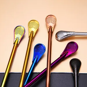 304 stainless steel filter straws for coffee and tea, available in various metallic finishes