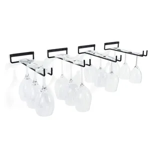 Soporte de pared de metal negro para copas de vino suspendidas