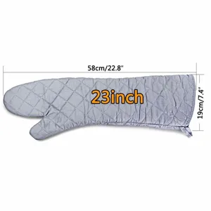 Detailed dimensions of 23-inch extra long heat resistant quilted oven mitt