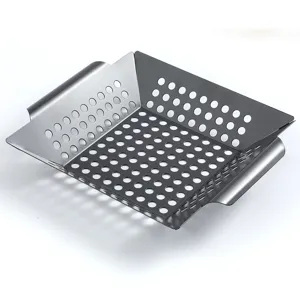 Bandeja de parrilla cuadrada perforada de 8 pulgadas de acero inoxidable antiadherente