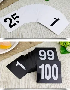 Langlebige Tischnummern aus Kunststoff 1-100 in Schwarz und Weiß für Restaurants
