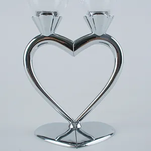 Crystal glass champagne goblet detail view, wedding party gift wine glass stand closeup.