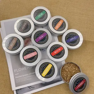 Whiskey cocktail smoking wood chips set, various fruit wood flavors in aluminum tins for smoker.