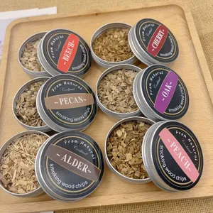 Cocktail smoking wood chips set, natural wood flavors in aluminum tins for drinks food.