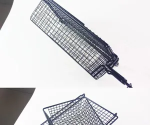 Detailed close-up view of the durable black non-stick mesh on the BBQ grill basket