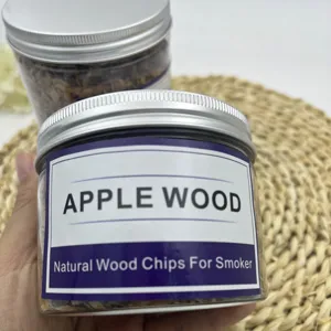 Close-up of natural apple wood chips in a jar for cocktail smokers