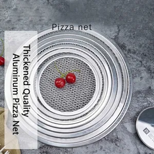 Professional round thickened aluminum pizza screens in various sizes for baking