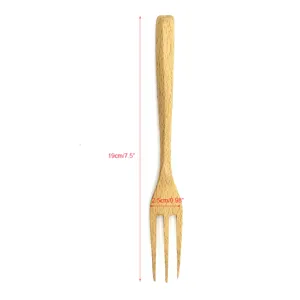 Forchetta a tre punte in legno di faggio, stoviglie in stile giapponese per la cucina.
