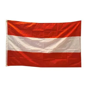 Gedetailleerde weergave van de 90x150cm Oostenrijkse vlag van polyester met ringen