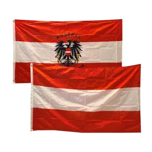 Oostenrijk Nationale Vlag Met Federale Wapen Bedrukte Polyester Banner Met Messing Oogjes Voor Binnen En Buiten Decoratie