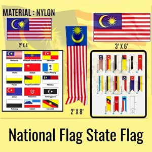 Malaysia National Flag Set State Flags Polyester Hanging Banner Jalur Gemilang Malaysian Federal Territory Flags For Outdoor Decoration