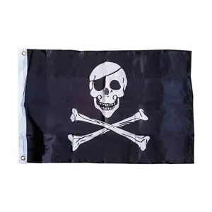 Klassische Jolly Roger Piratenflagge Polyester Totenkopf Flagge Mit Metallösen Für Halloween Party Haus Deko
