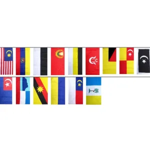 5 Meter Malaysia Wimpelkette Set mit 15 langlebigen National- und Bundesstaatenflaggen