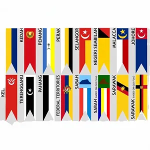 Polyester Malaysia state flags and territories pennant banner set for hanging display