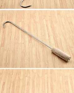 Gancho para carne profesional de acero inoxidable con mango ergonómico de madera