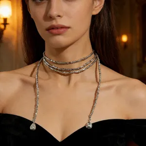 European cross-border hip-hop style CCB pearl beaded necklace fashion tassel clavicle chain