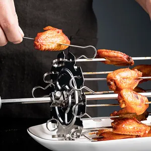 Rotisserie-Grillrost mit Edelstahlspießen für den Elektroofen und Heißluftfritteuse