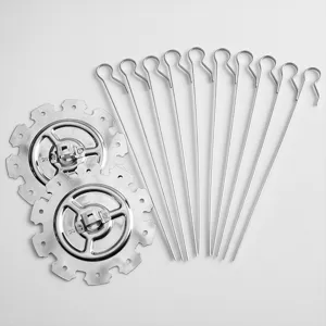 Hochwertiges 304 Edelstahl Grillspieß-Set inklusive 10 Spießen und 2 Rotationsscheiben