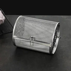 Cestello premium per girarrosto in acciaio inox 14x18cm per arrostire frutta secca in forno