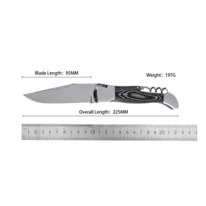 Multifunctioneel outdoor vouwmes met kurkentrekker, totale lengte van 225 mm