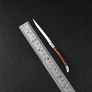 Couteau de poche pliant en acier inoxydable avec manche en bois, outil d'exterieur.