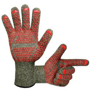 High temperature resistant BBQ heat-insulation gloves with silicone dots for baking.