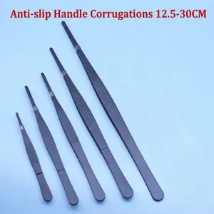 Set di 5 pinzette in acciaio inox nero con manici antiscivolo per barbecue e cibo