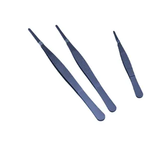 Set di tre pinze multiuso in acciaio inox nero per alimenti, ideali per barbecue e cucina.