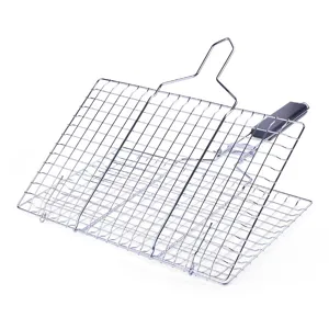 Cesta de barbacoa plegable grande de acero inoxidable para asar pescado y verduras al aire libre