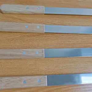 Edelstahl Grillspieße mit Holzgriffen, 60 cm große dicke flache Grillstäbe für Outdoor Barbecue.