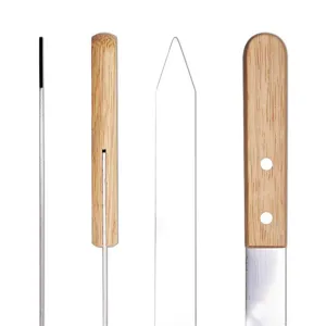 60cm Edelstahl Grillspieß mit Eichenholzgriff, dicker und breiter Spieß für Outdoor Grillen.