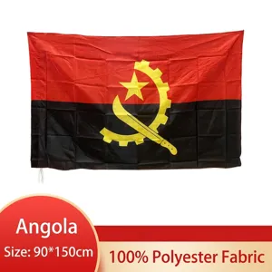 Angola National Flag Polyester Banner Brass Grommets Double Stitched Vivid Color Fade Resistance Indoor Outdoor Flag