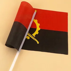Angola hand-held national flag polyester banner with white pole for election events