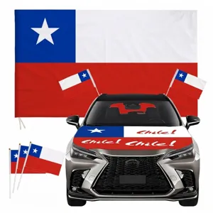 Chile national flag 90x150cm polyester flag with small hand flags and car hood decal